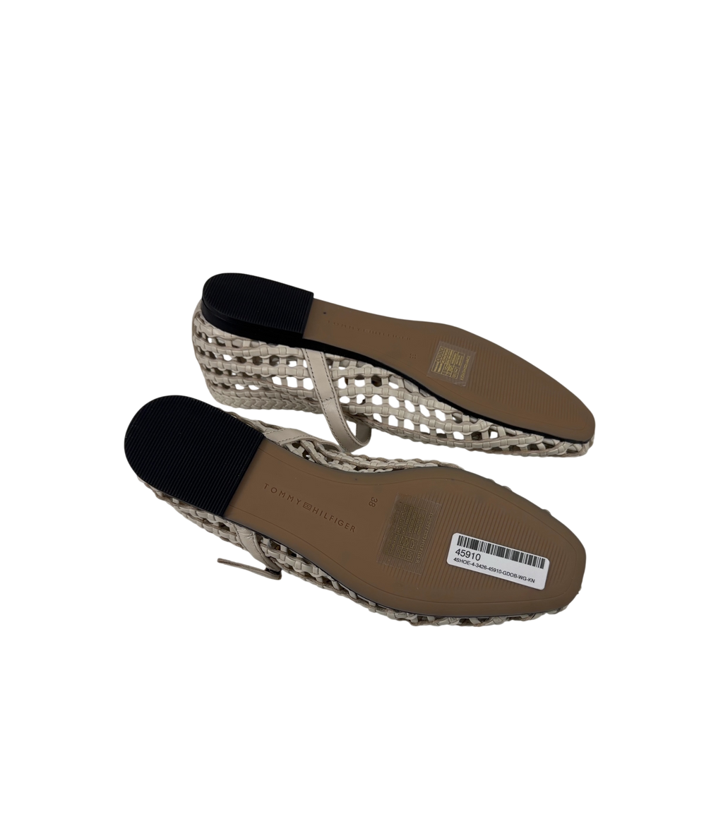 TOMMY HILFIGIER Cream Woven Mary Jane Ballerinas UK 5 EU 38
