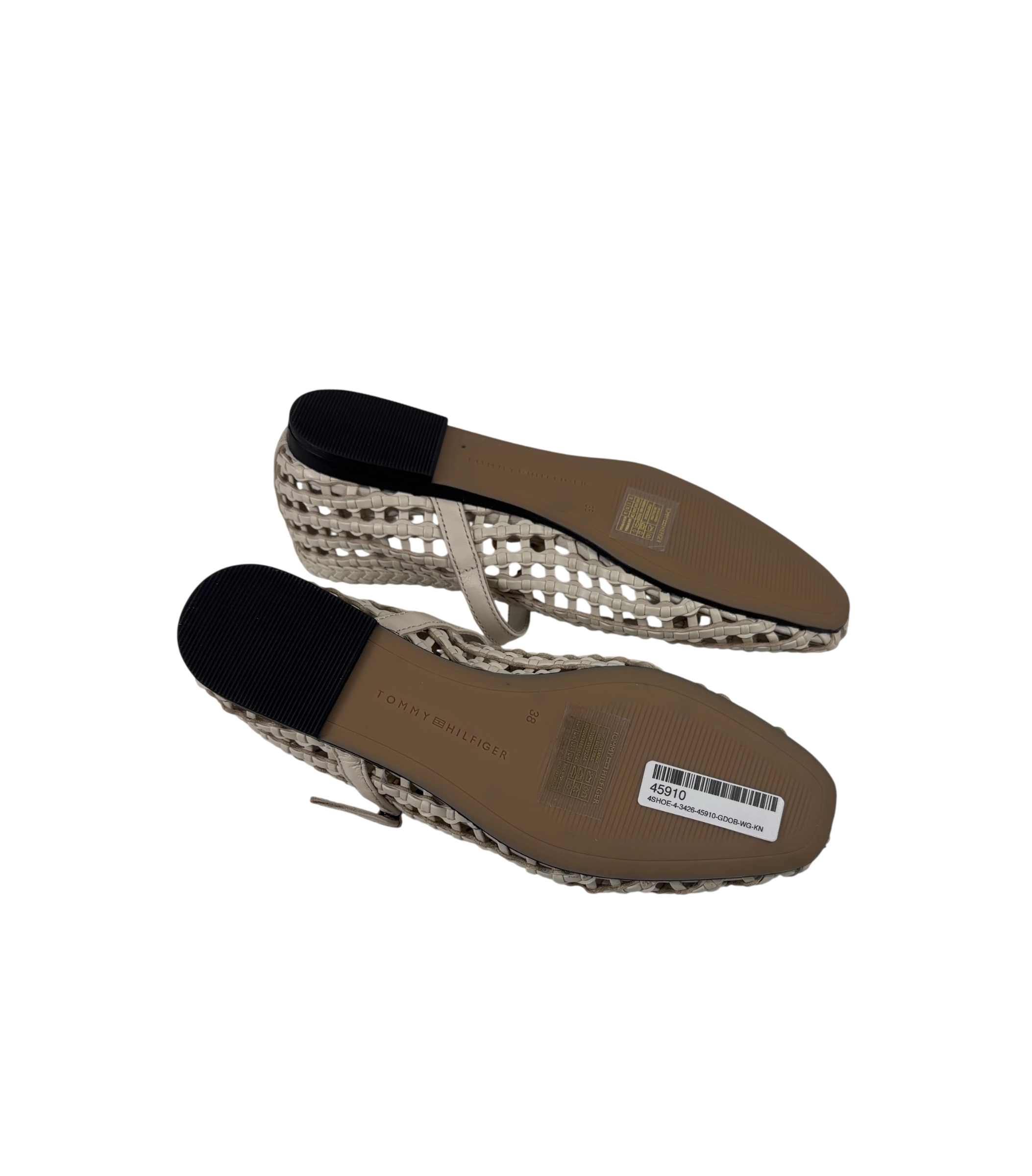 TOMMY HILFIGIER Cream Woven Mary Jane Ballerinas UK 5 EU 38