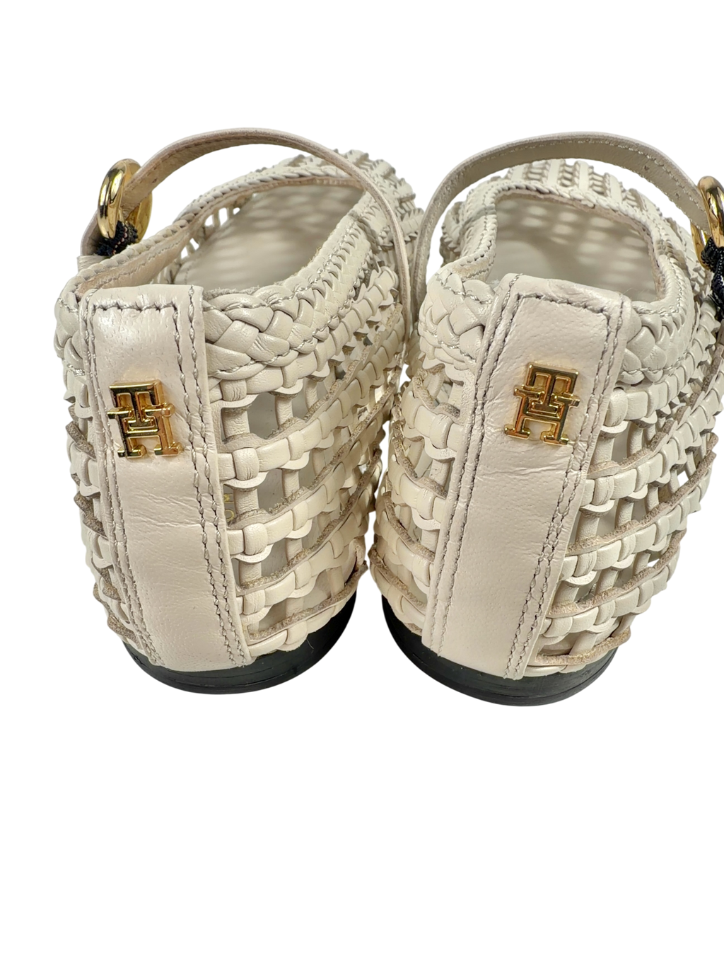 TOMMY HILFIGIER Cream Woven Mary Jane Ballerinas UK 5 EU 38