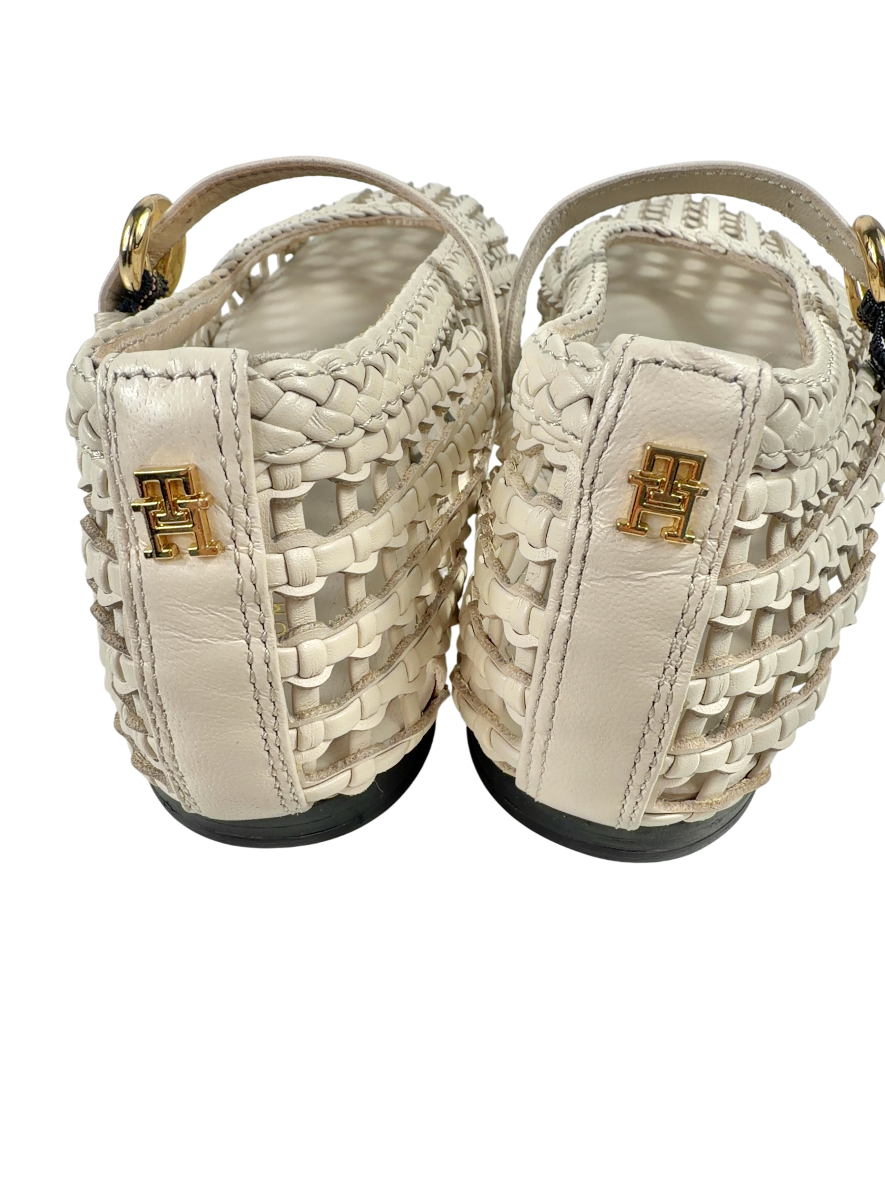 TOMMY HILFIGIER Cream Woven Mary Jane Ballerinas UK 5 EU 38