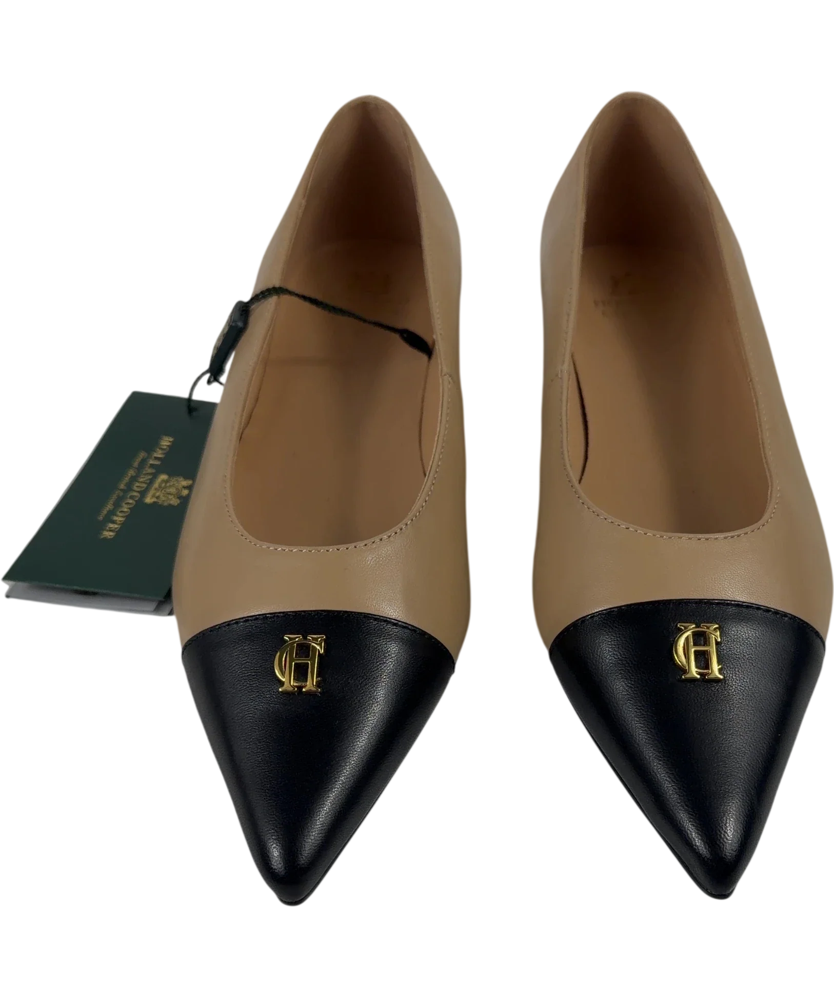 HOLLAND COOPER Nude Pointed Ballet Shoe Nude / Black, size UK 6 EU 39 👠 — detail