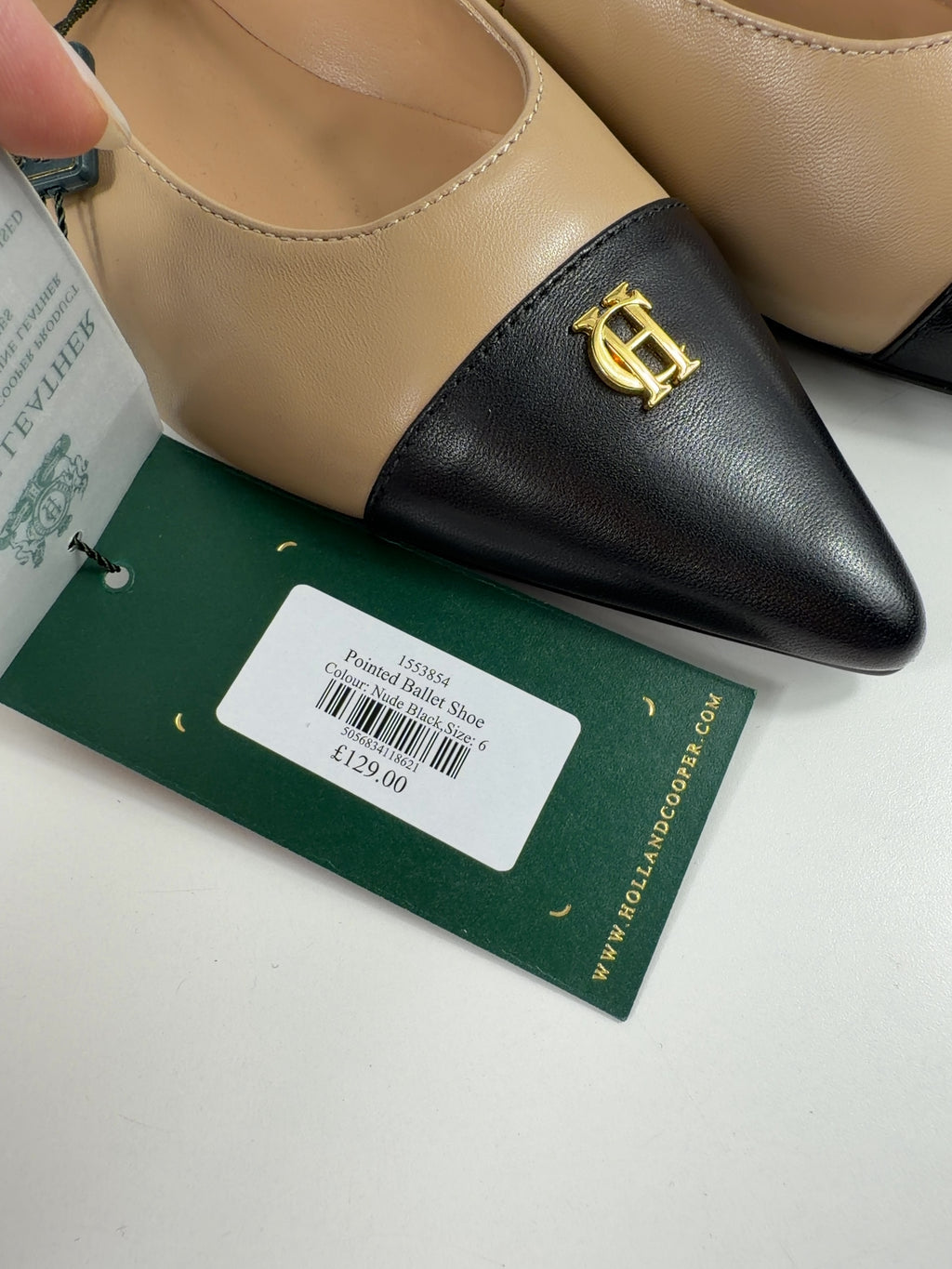 HOLLAND COOPER Nude Pointed Ballet Shoe Nude / Black, size UK 6 EU 39 👠 — additional view