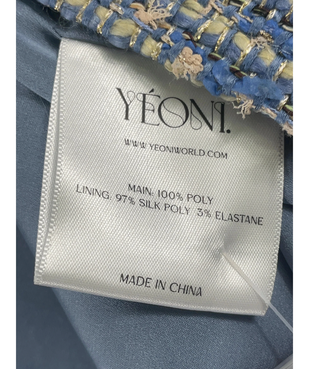 YEONI Blue . Lula Tweed Utility Shirt Jacket Blue, size UK M — label