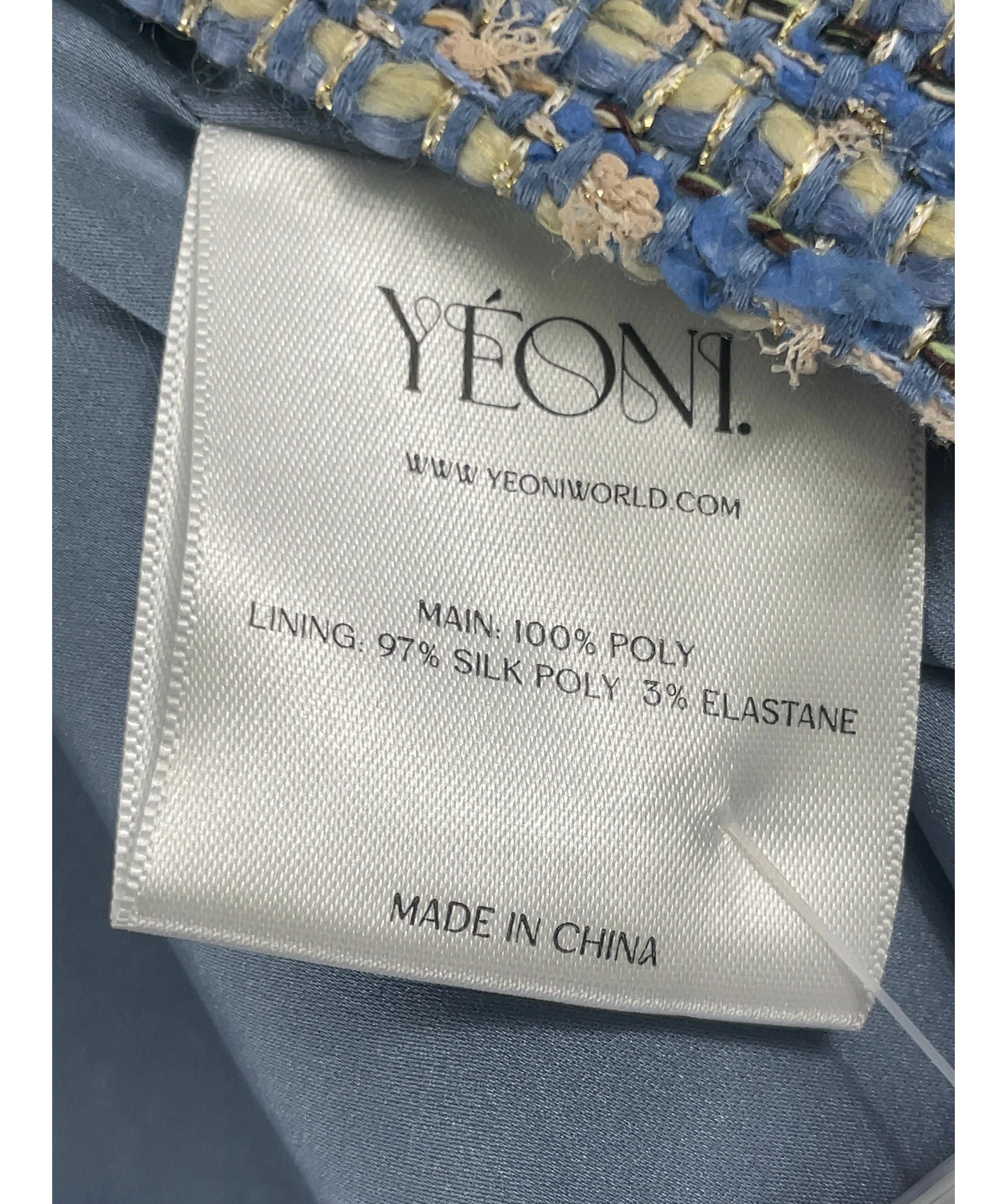 YEONI Blue . Lula Tweed Utility Shirt Jacket Blue, size UK M — label