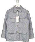 YEONI Blue . Lula Tweed Utility Shirt Jacket Blue, size UK M — front