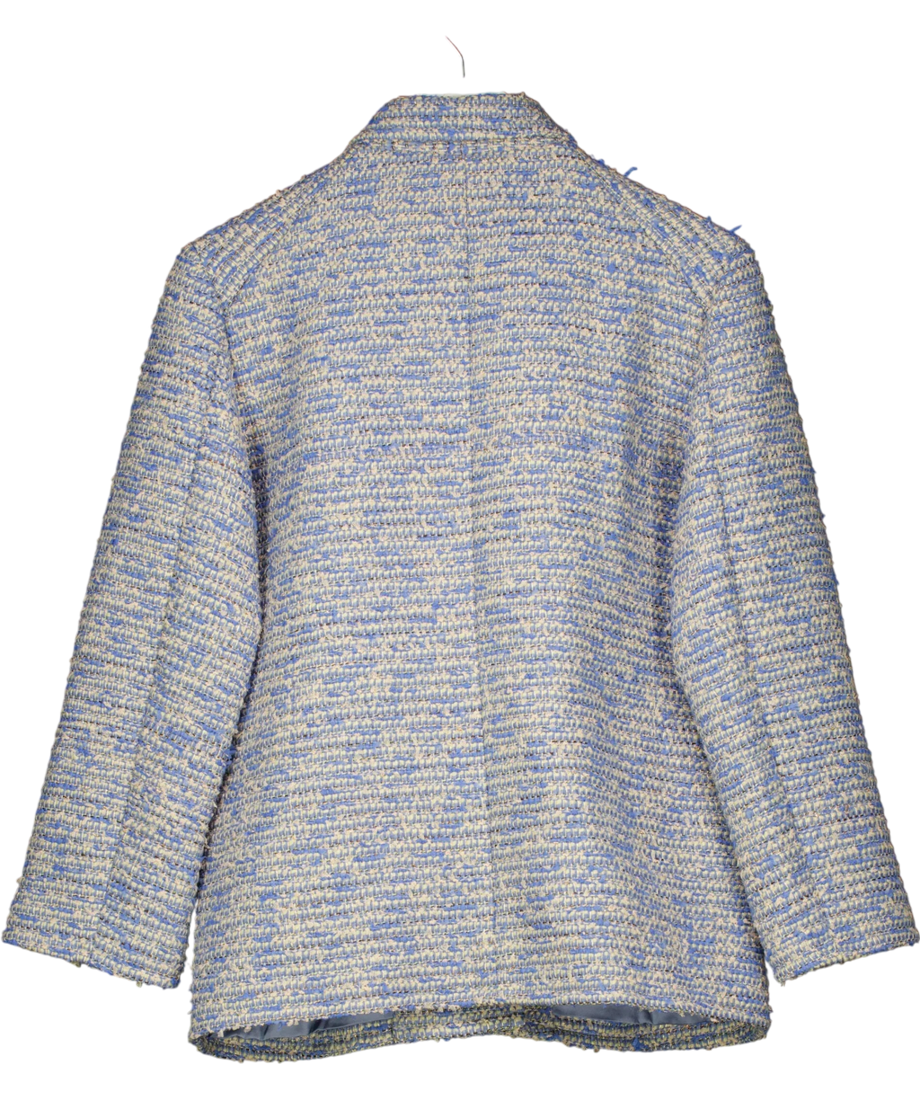 YEONI Blue . Lula Tweed Utility Shirt Jacket Blue, size UK M — back