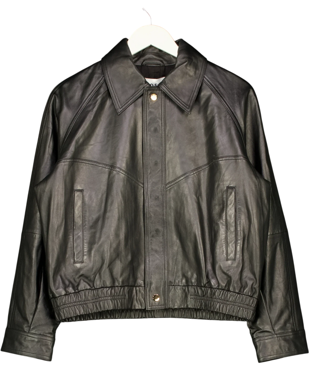 ROSAE PARIS Black Le Rousseau Leather Bomber Jacket Black Size 38 (, size UK 10 — front