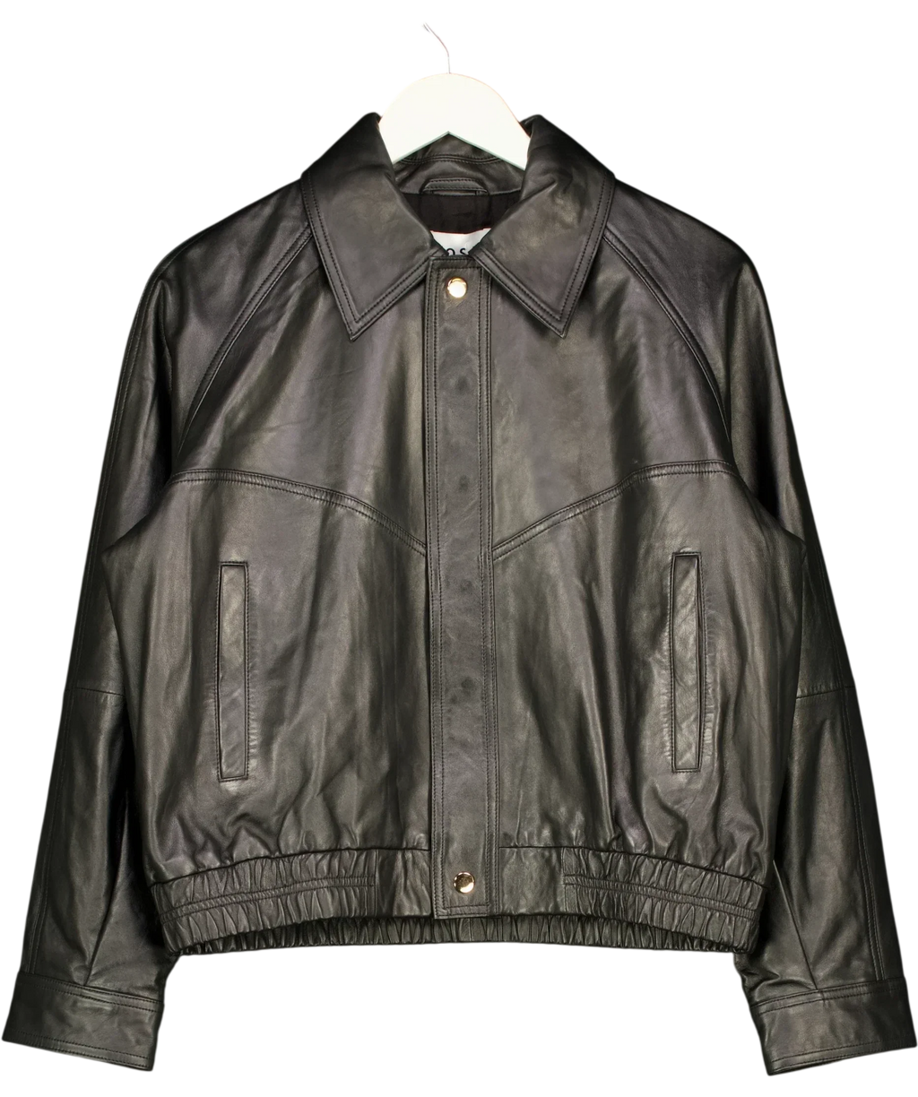 ROSAE PARIS Black Le Rousseau Leather Bomber Jacket Black Size 38 (, size UK 10 — front