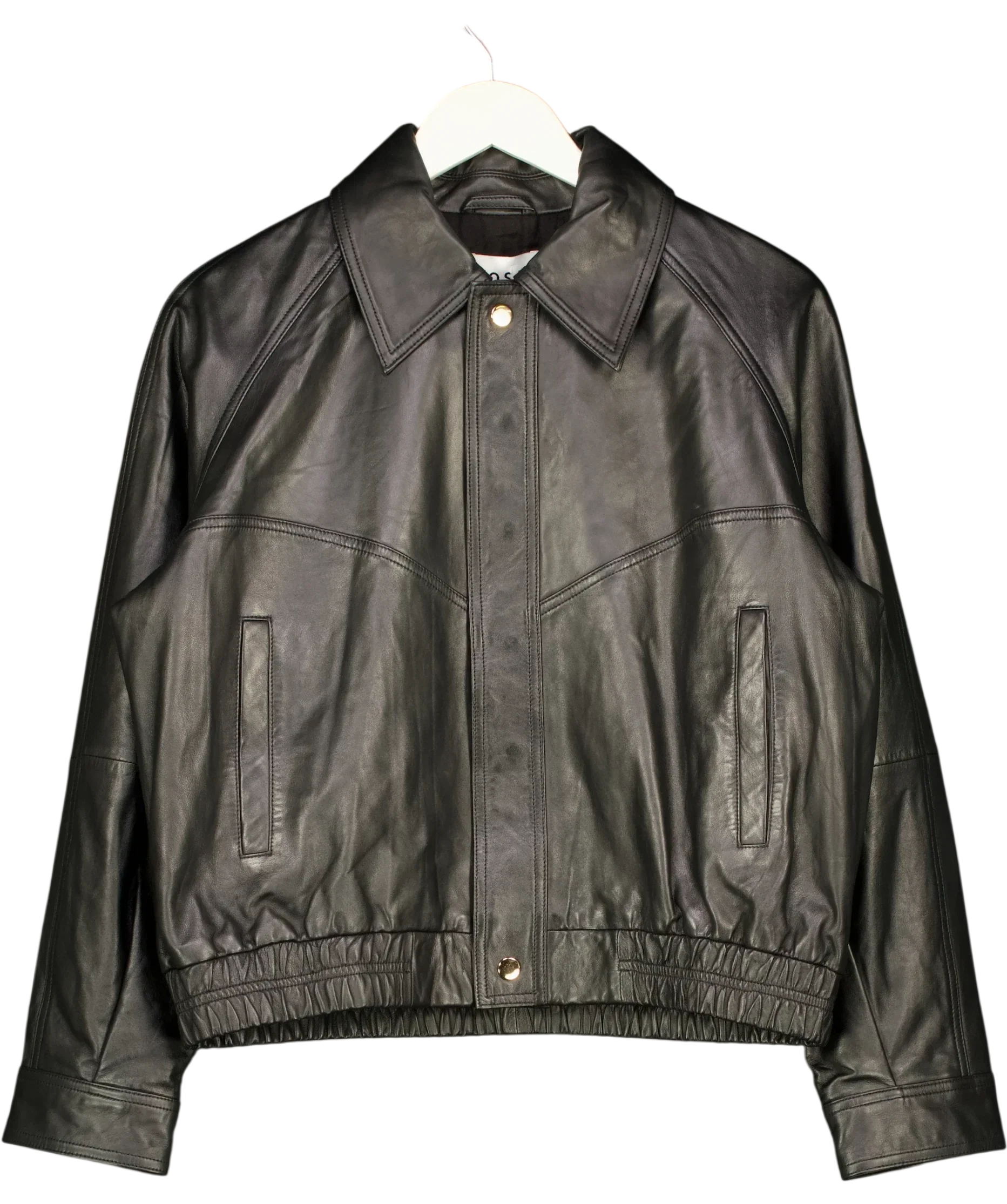 ROSAE PARIS Black Le Rousseau Leather Bomber Jacket Black Size 38 (, size UK 10 — front