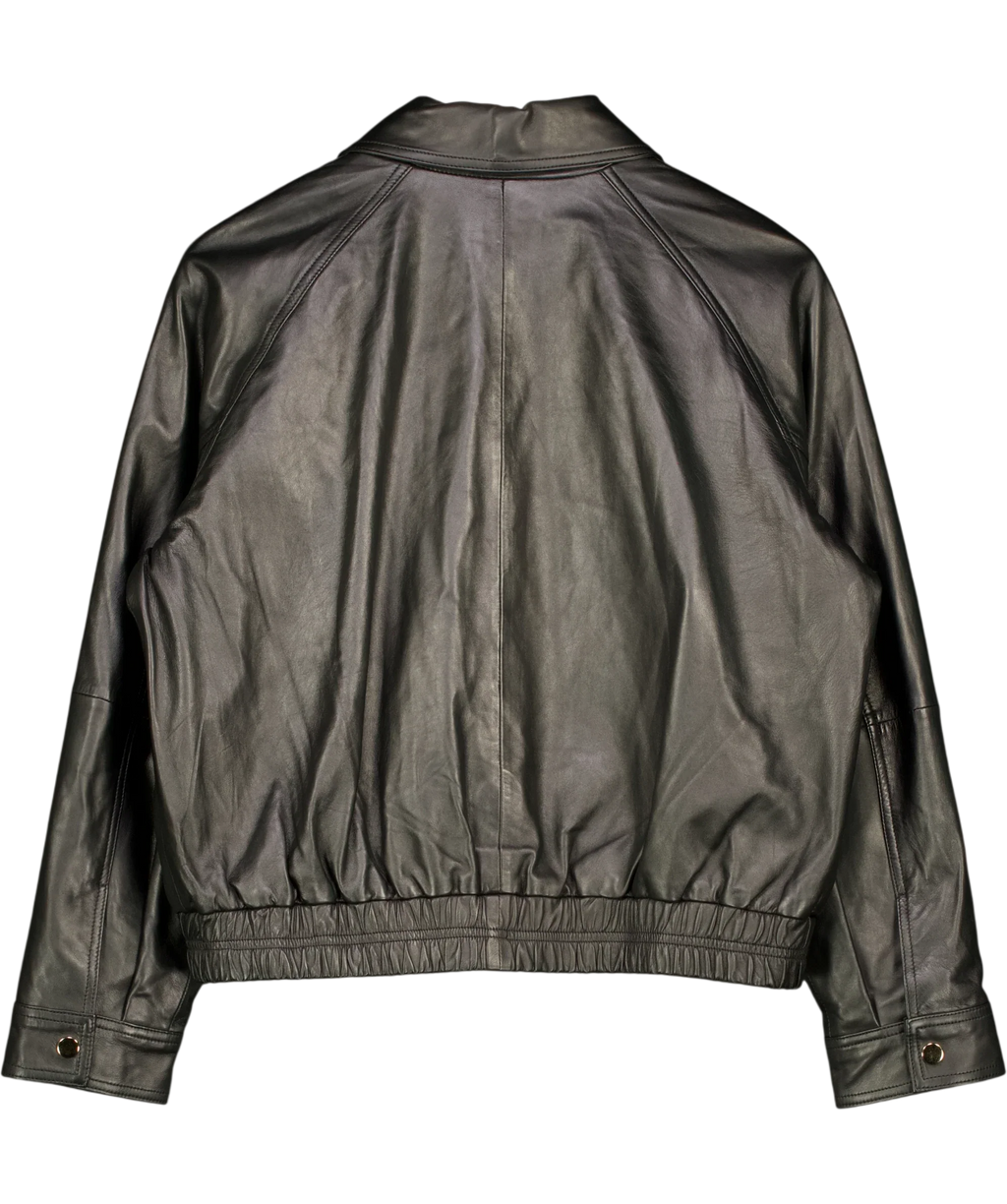 ROSAE PARIS Black Le Rousseau Leather Bomber Jacket Black Size 38 (, size UK 10 — back
