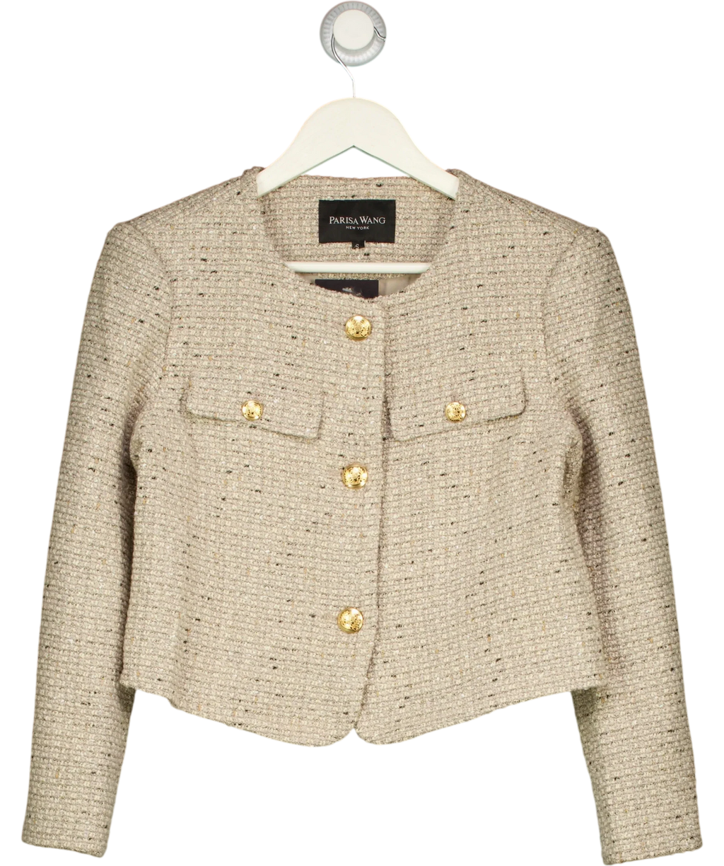 PARISA WANG Beige Cropped Tweed Jacket Beige, size UK S — front