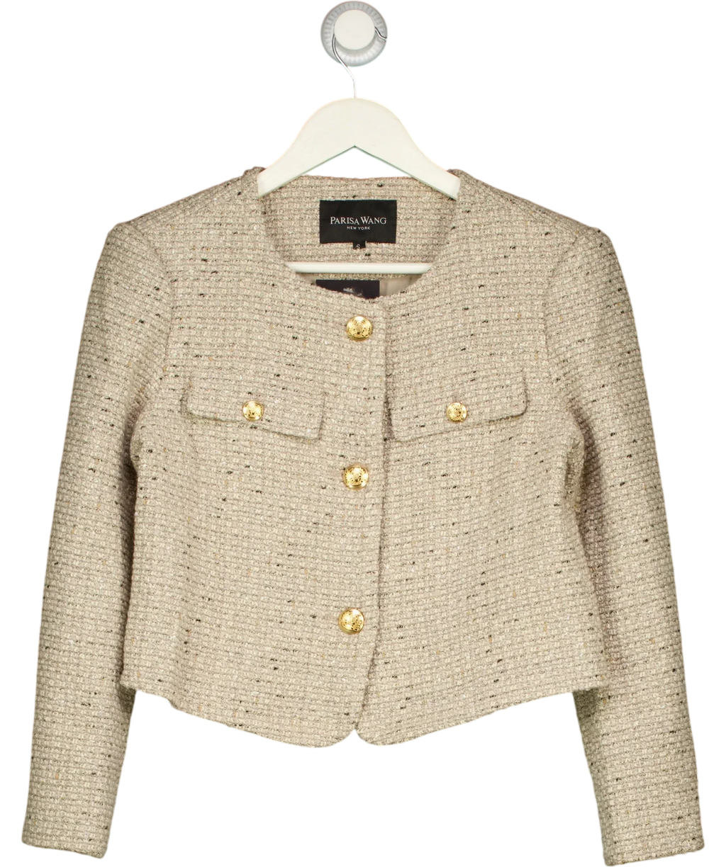PARISA WANG Beige Cropped Tweed Jacket Beige, size UK S — front