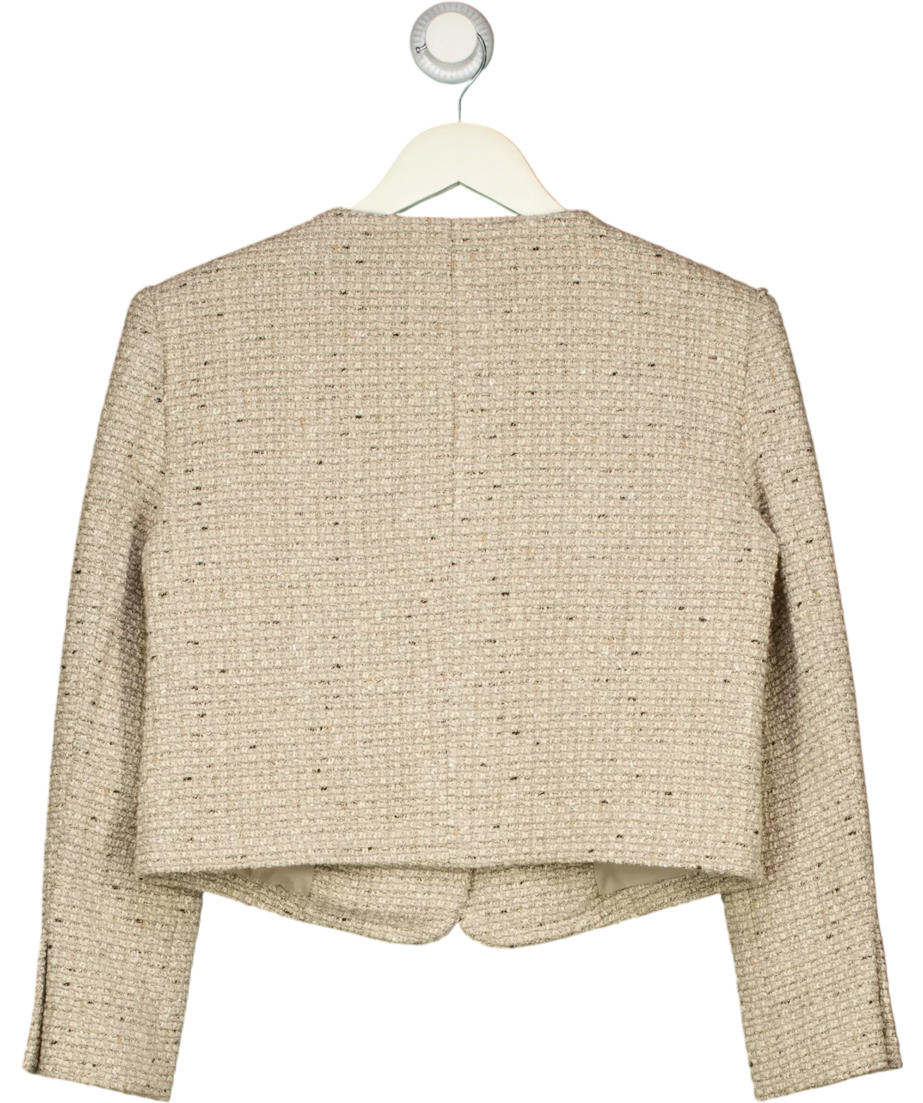 PARISA WANG Beige Cropped Tweed Jacket Beige, size UK S — back