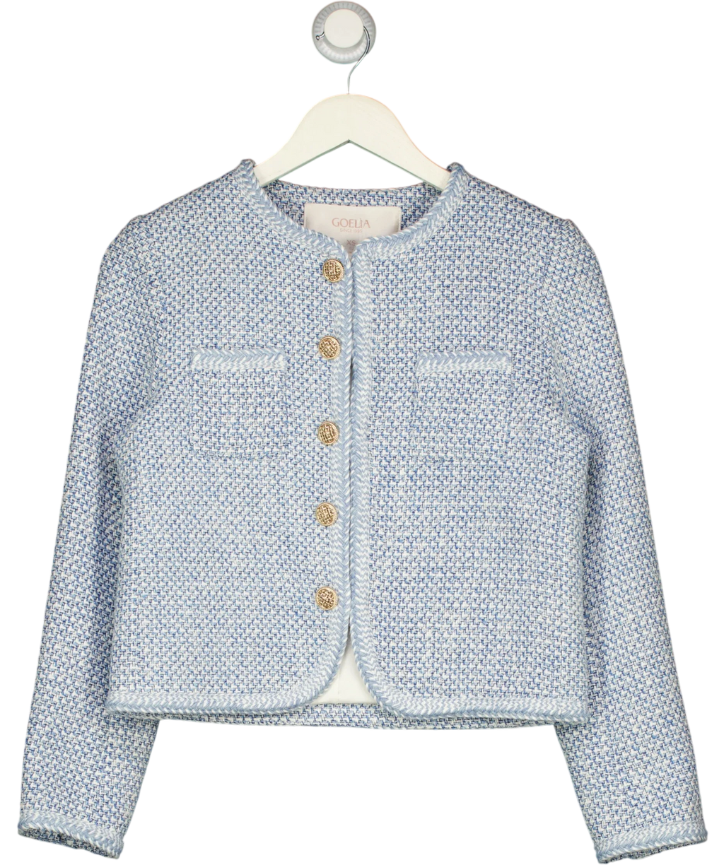 GOELIA Blue Round Neck TWEED Jacket Blue/White, size UK XS — front