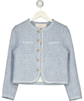 GOELIA Blue Round Neck TWEED Jacket Blue/White, size UK XS — front