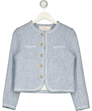 GOELIA Blue Round Neck Tweed Jacket Blue/white UK XS