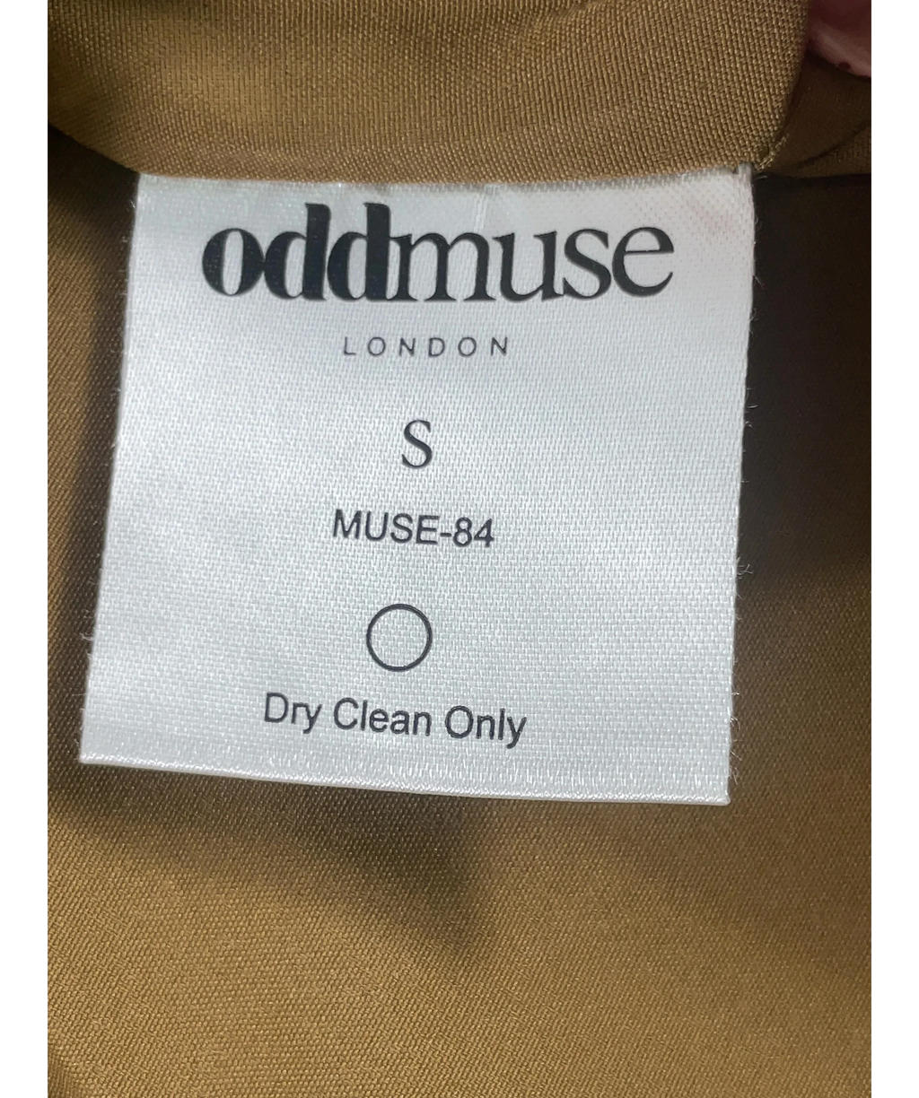 ODD MUSE Brown The Ultimate Muse Structured Crepe Jacket Olive, size UK S — label