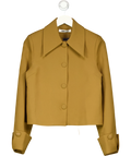 ODD MUSE Brown The Ultimate Muse Structured Crepe Jacket Olive, size UK S — front