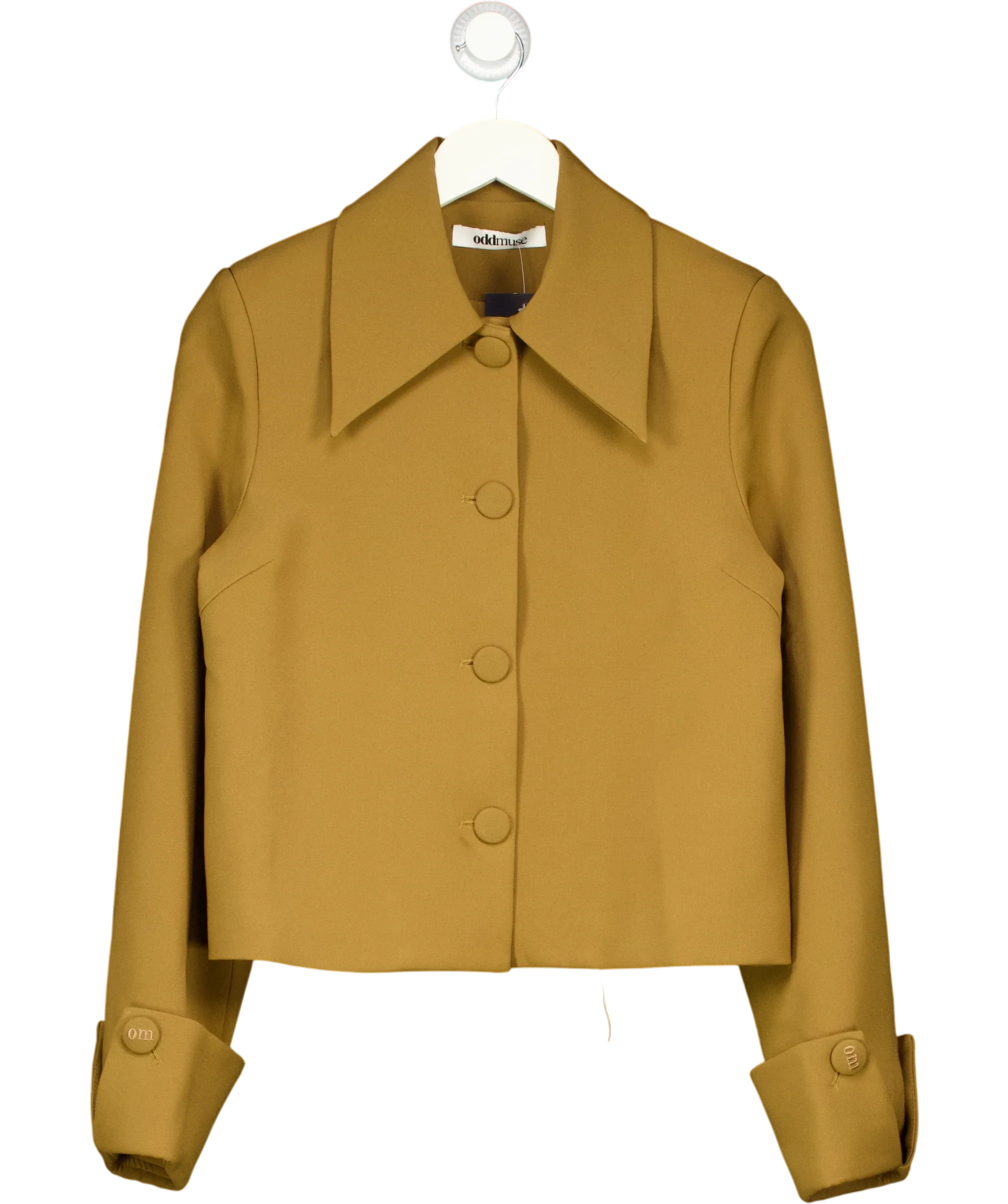 ODD MUSE Brown The Ultimate Muse Structured Crepe Jacket Olive, size UK S — front