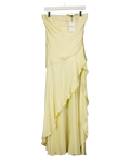 Bardot Yellow Lorenza Asymmetric Ruffle Midi Dress Buttercup Yellow, size UK 8 — front