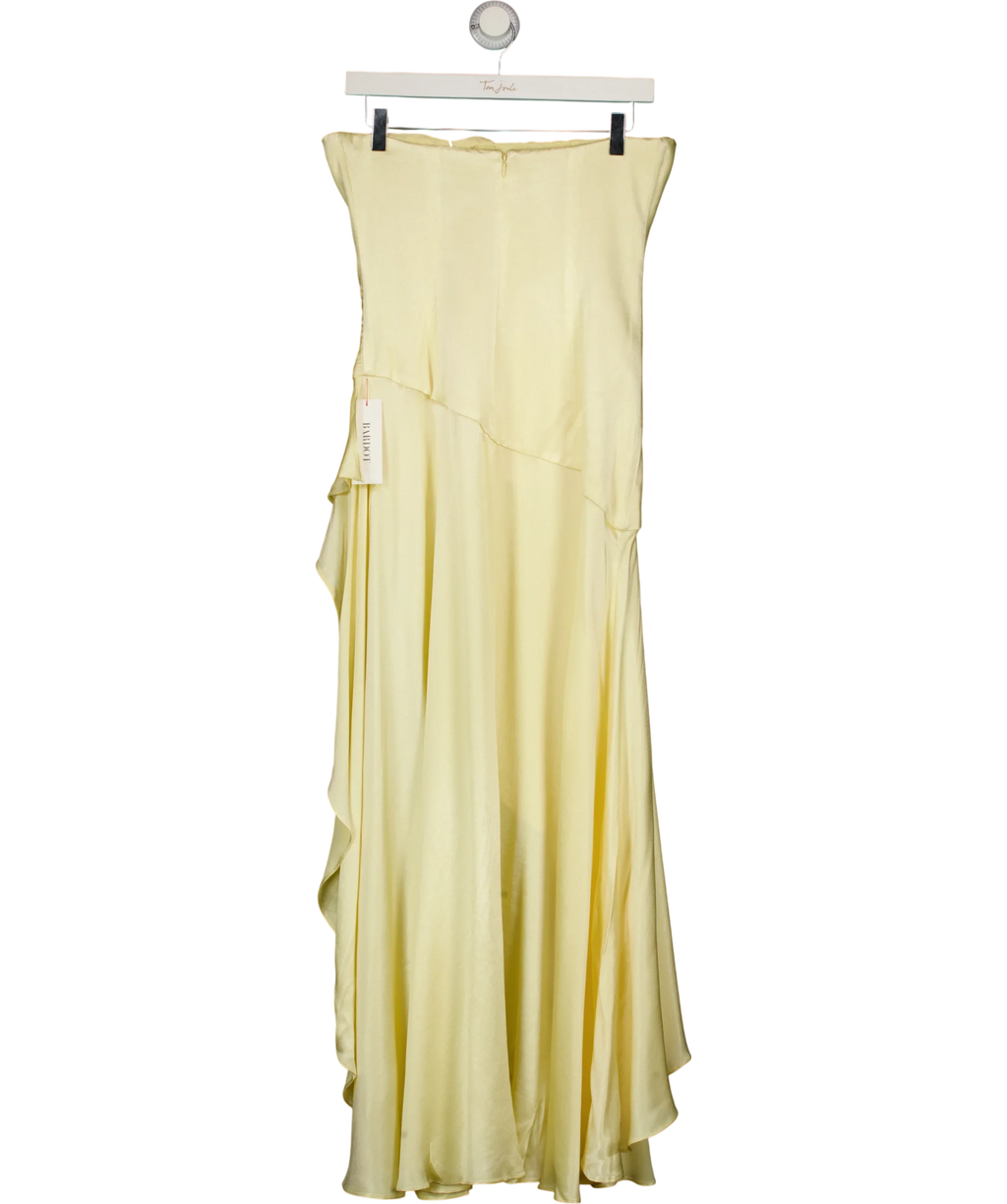 Bardot Yellow Lorenza Asymmetric Ruffle Midi Dress Buttercup Yellow, size UK 8 — back