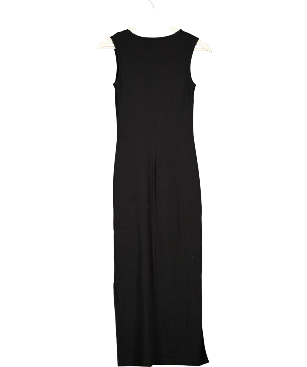 Saint + Sofia Black Andie Lace Trim Sleeveless Maxi Dress Black, size UK 6 — back
