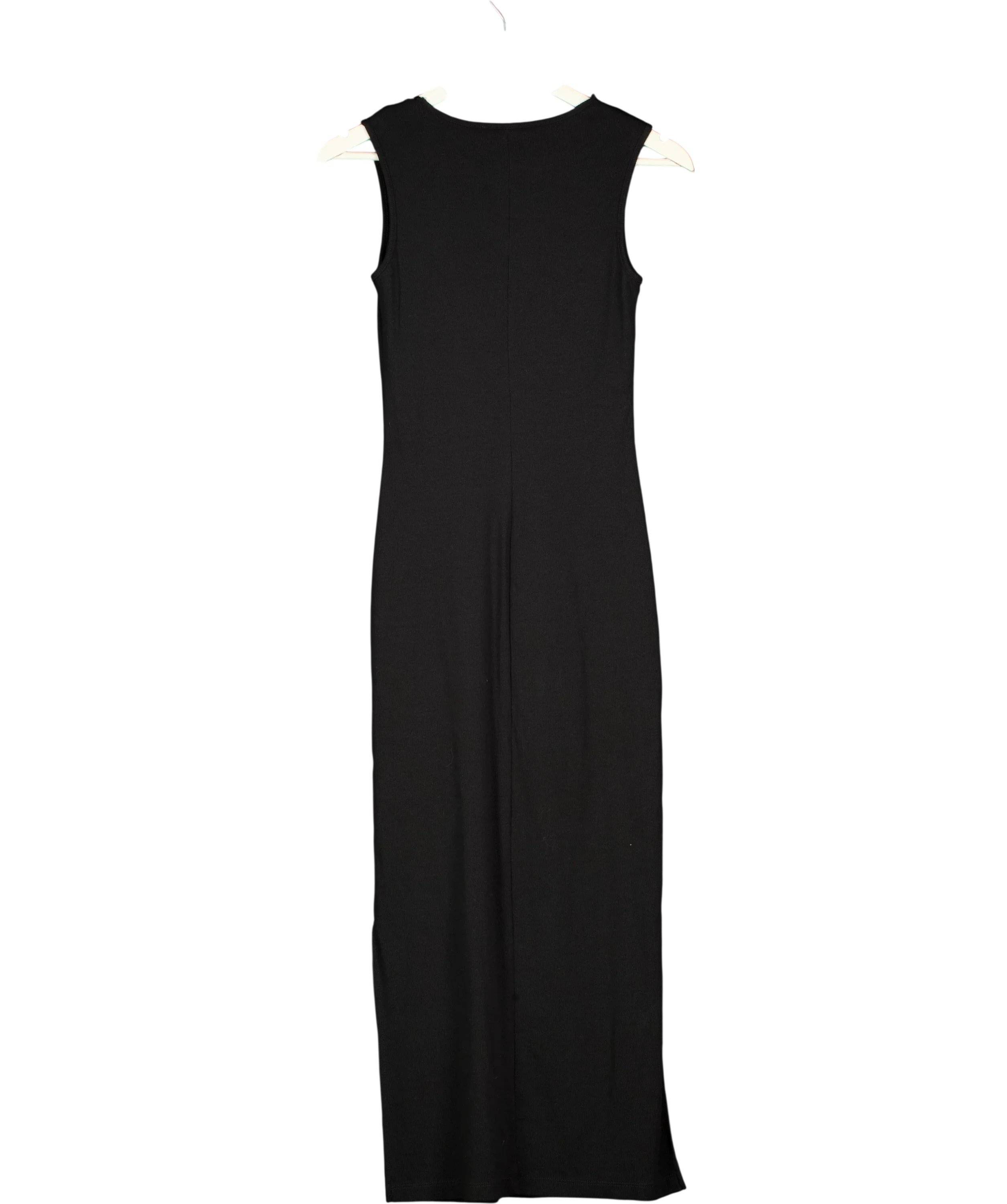 Saint + Sofia Black Andie Lace Trim Sleeveless Maxi Dress Black, size UK 6 — back