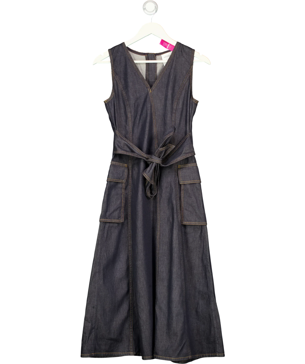Fabrique Blue x Rebekka Bach Sadie Lightweight Washed Sleeveless A-line Dress Indigo Denim, size UK S — front