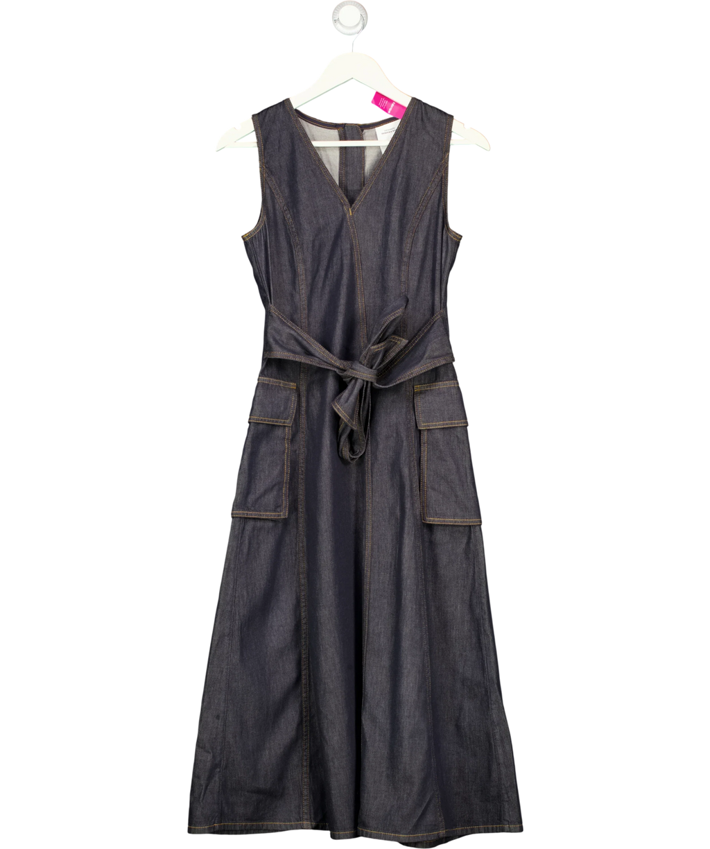 Fabrique Blue x Rebekka Bach Sadie Lightweight Washed Sleeveless A-line Dress Indigo Denim, size UK S — front