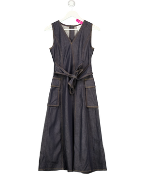 Fabrique Blue X Rebekka Bach Sadie Lightweight Washed Sleeveless A-line Dress Indigo Denim UK S