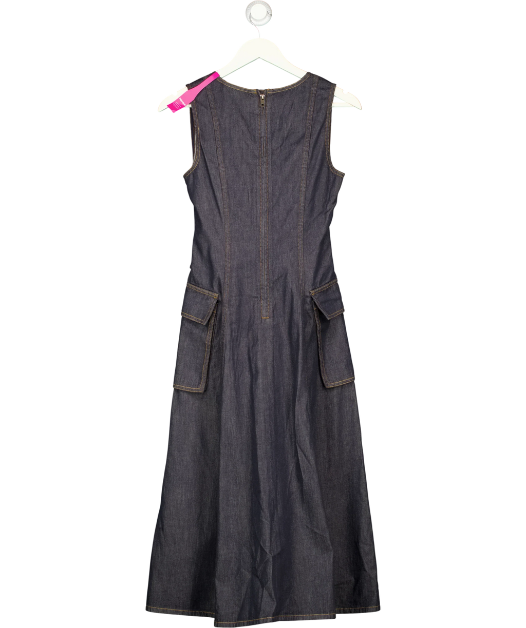 Fabrique Blue x Rebekka Bach Sadie Lightweight Washed Sleeveless A-line Dress Indigo Denim, size UK S — back
