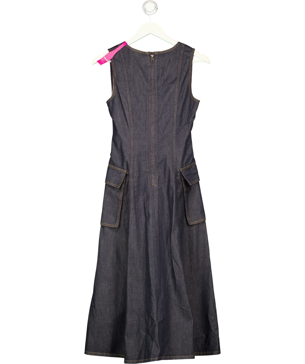 Fabrique Blue x Rebekka Bach Sadie Lightweight Washed Sleeveless A-line Dress Indigo Denim, size UK S — back