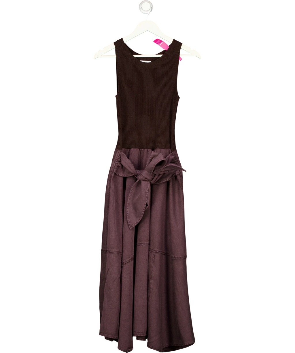 Fabrique Brown x Rebekka Bach Kaia Paneled Waist Tie Sleeveless Dress Dark BROWNPurple, size UK S — front