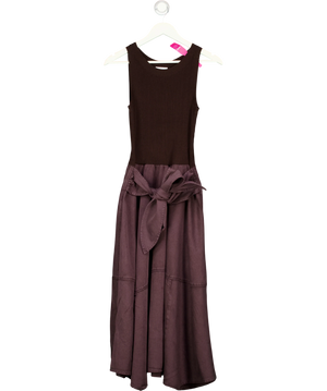 Fabrique Brown X Rebekka Bach Kaia Paneled Waist Tie Sleeveless Dress Dark Brownpurple UK S