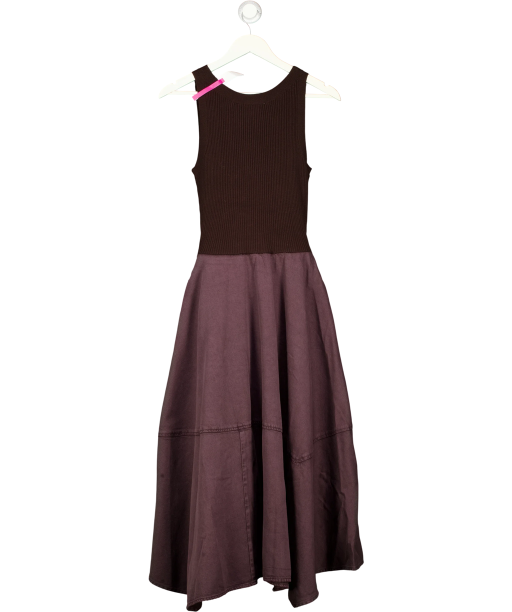 Fabrique Brown x Rebekka Bach Kaia Paneled Waist Tie Sleeveless Dress Dark BROWNPurple, size UK S — back