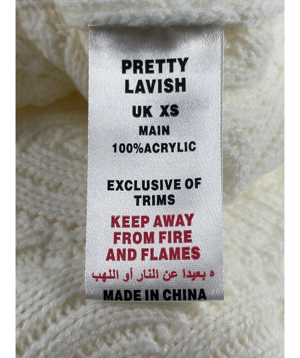 PRETTY LAVISH Cream Cleo Rustic Knit Midaxi Dress Cream, size UK XS — label