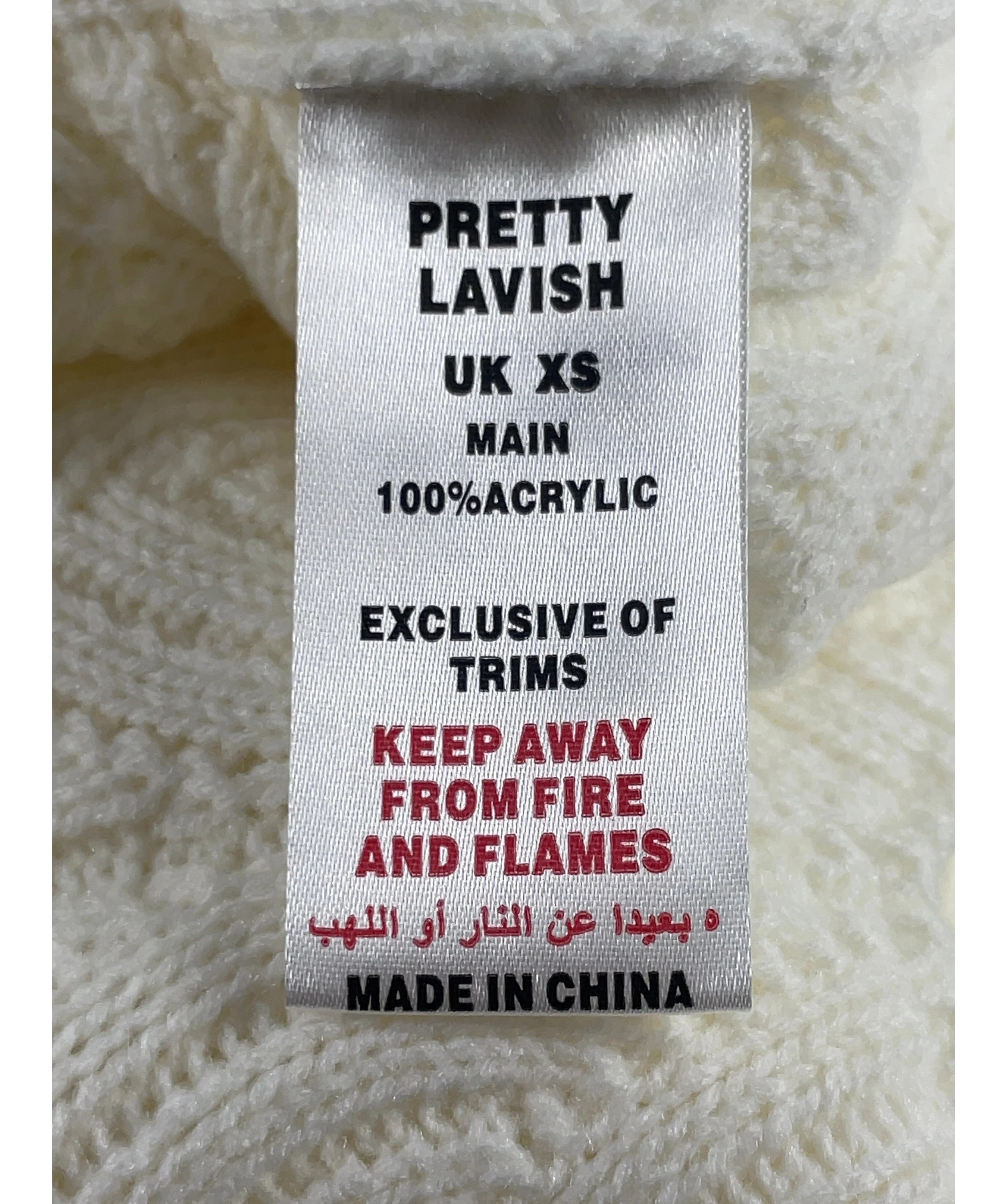 PRETTY LAVISH Cream Cleo Rustic Knit Midaxi Dress Cream, size UK XS — label