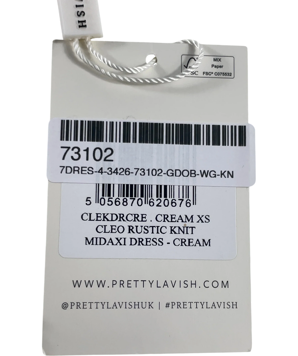 PRETTY LAVISH Cleo Rustic Knit Midaxi Dress Cream UK XS — Extra shot