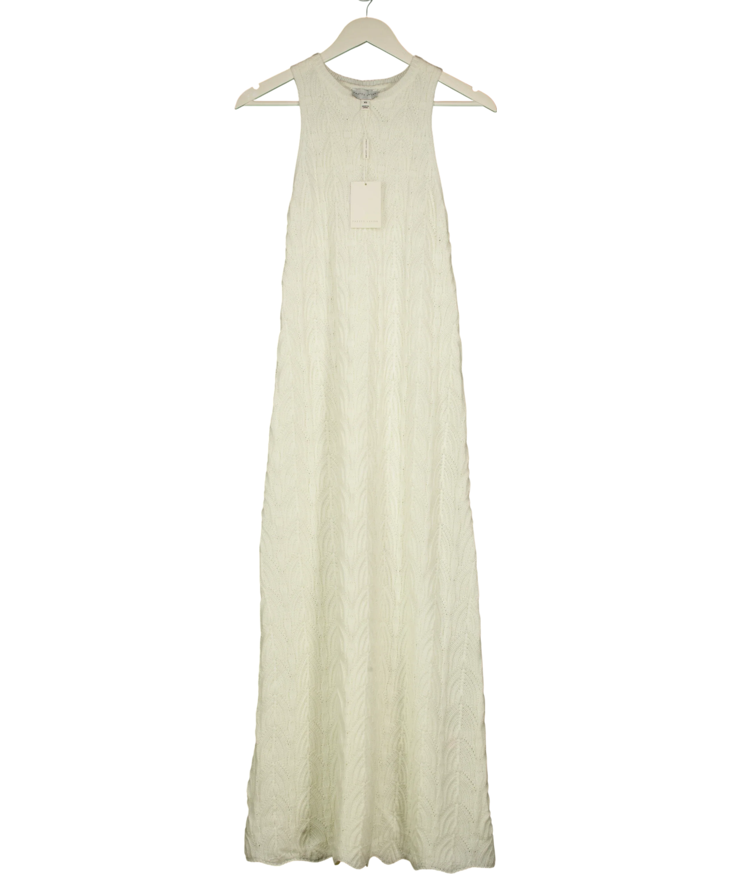 PRETTY LAVISH Cream Cleo Rustic Knit Midaxi Dress Cream, size UK XS — front