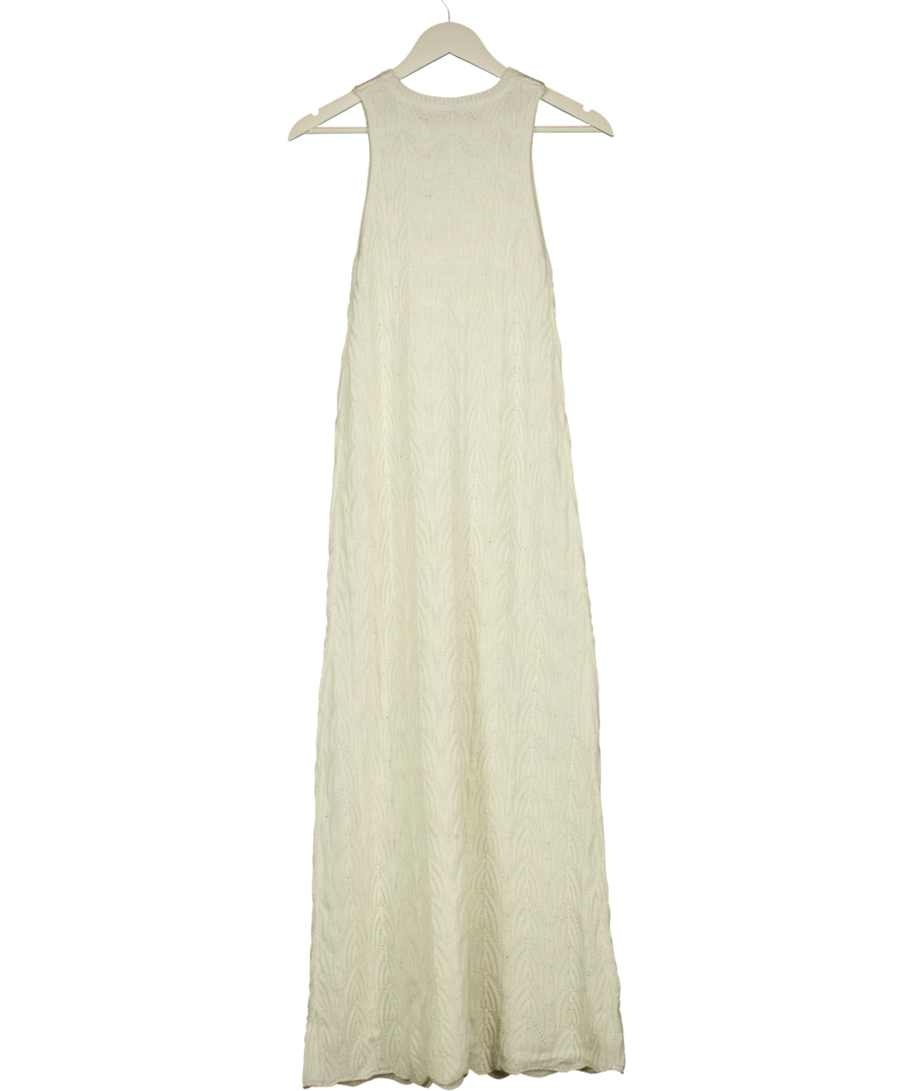 PRETTY LAVISH Cream Cleo Rustic Knit Midaxi Dress Cream, size UK XS — back