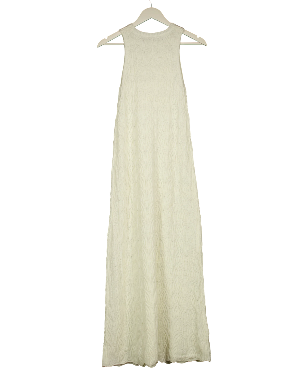 PRETTY LAVISH Cream Cleo Rustic Knit Midaxi Dress Cream, size UK XS — back
