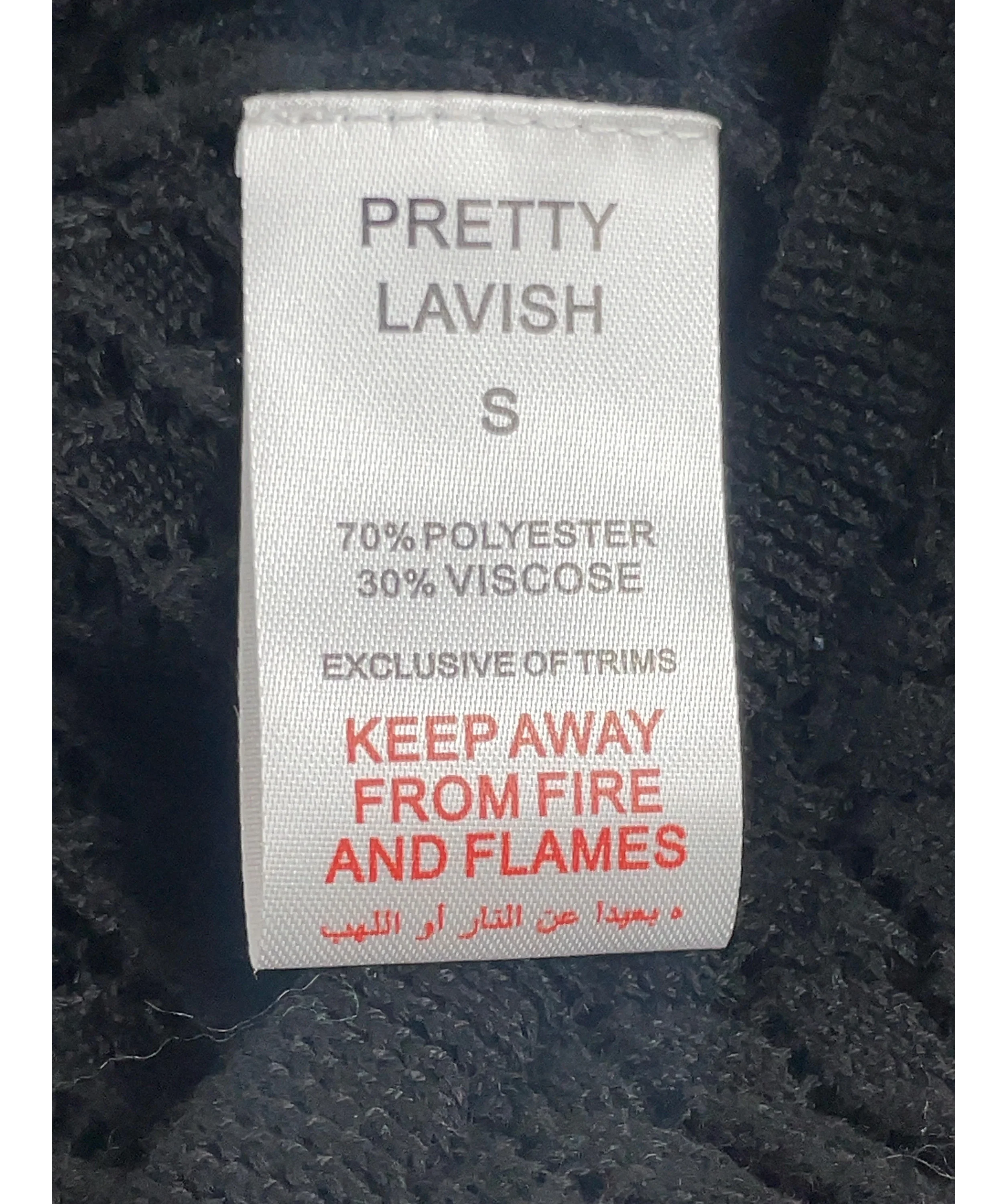 PRETTY LAVISH Black Croisette Long Sleeve Knit Beaded Midaxi Dress Black, size UK S — label
