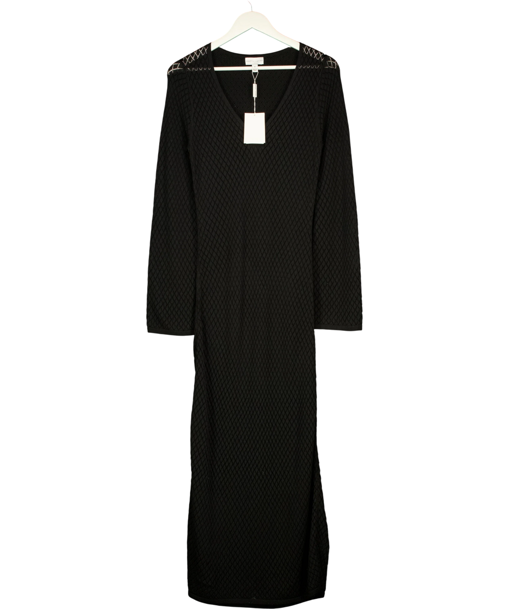 PRETTY LAVISH Black Croisette Long Sleeve Knit Beaded Midaxi Dress Black, size UK S — front