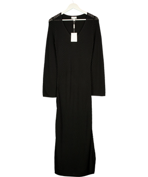 PRETTY LAVISH Croisette Long Sleeve Knit Beaded Midaxi Dress Black UK S
