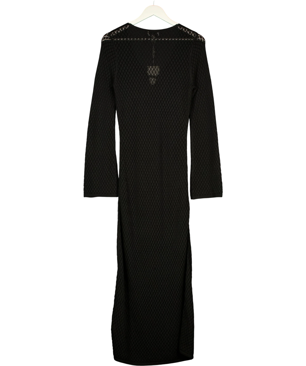 PRETTY LAVISH Black Croisette Long Sleeve Knit Beaded Midaxi Dress Black, size UK S — back