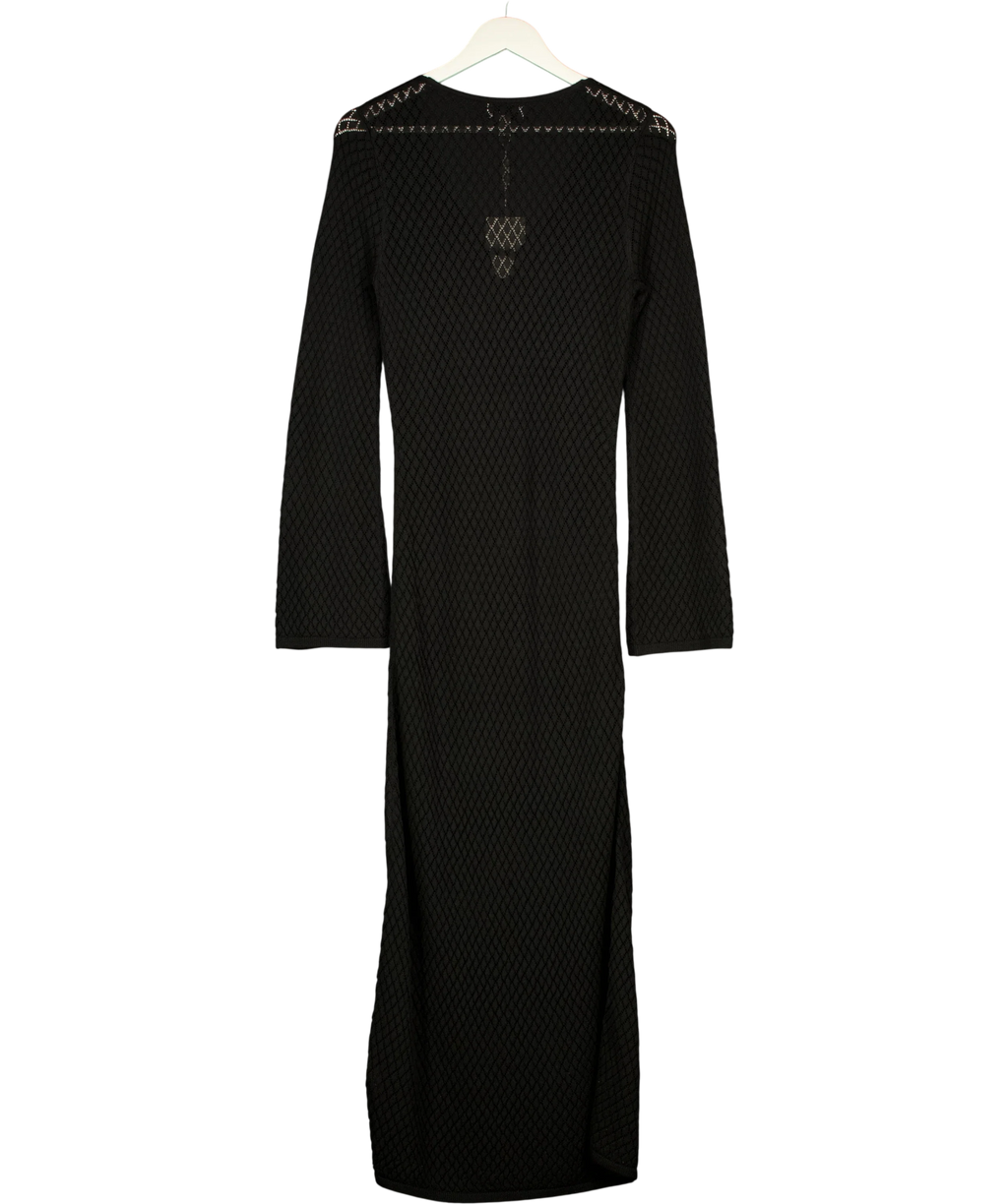 PRETTY LAVISH Black Croisette Long Sleeve Knit Beaded Midaxi Dress Black, size UK S — back
