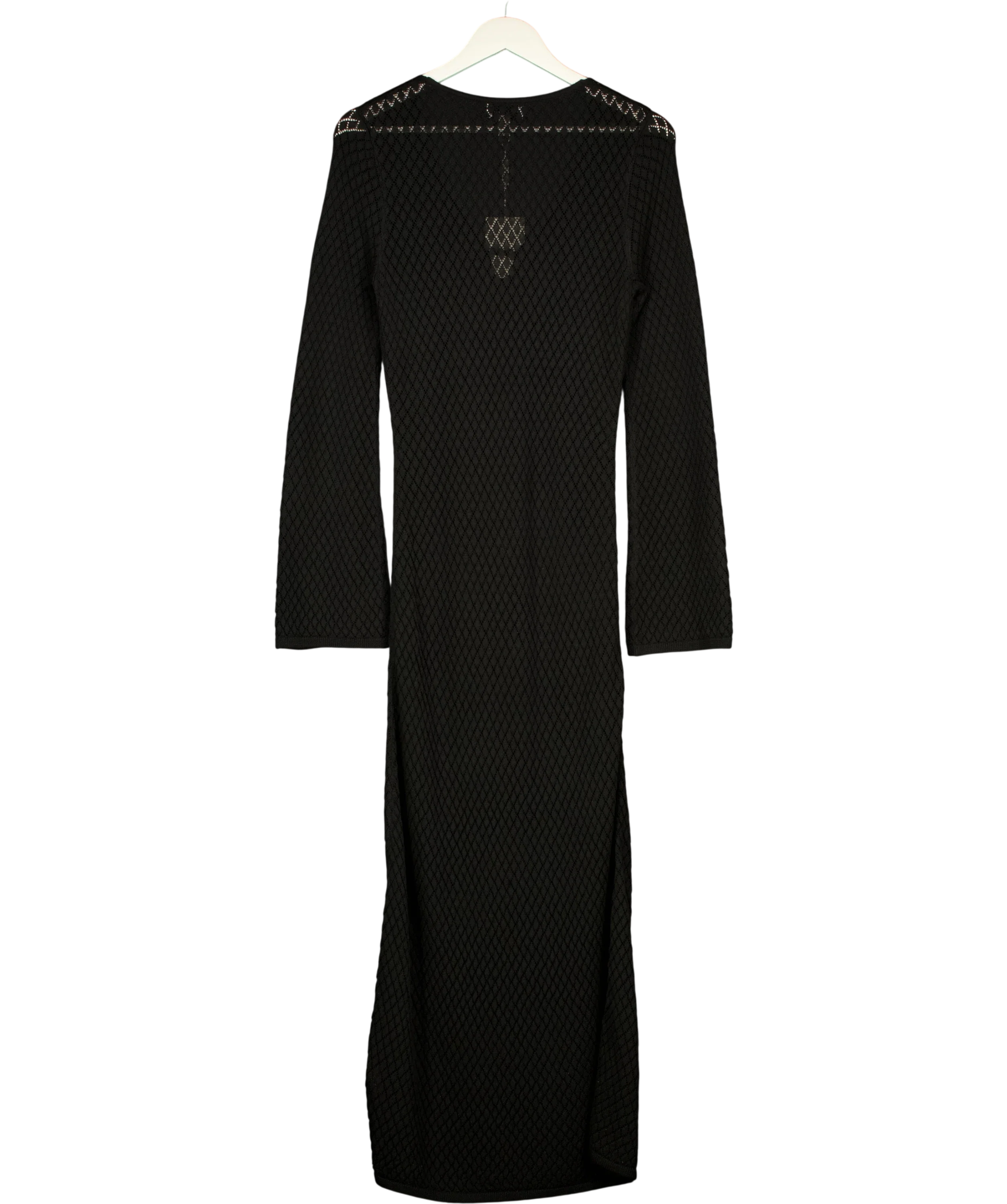 PRETTY LAVISH Black Croisette Long Sleeve Knit Beaded Midaxi Dress Black, size UK S — back