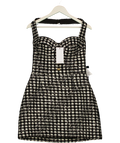 NADINE MERABI Black BLACK / WHITE  Esme Check Bouclé-Tweed Mini Dress Monochrome, size UK 10 — front