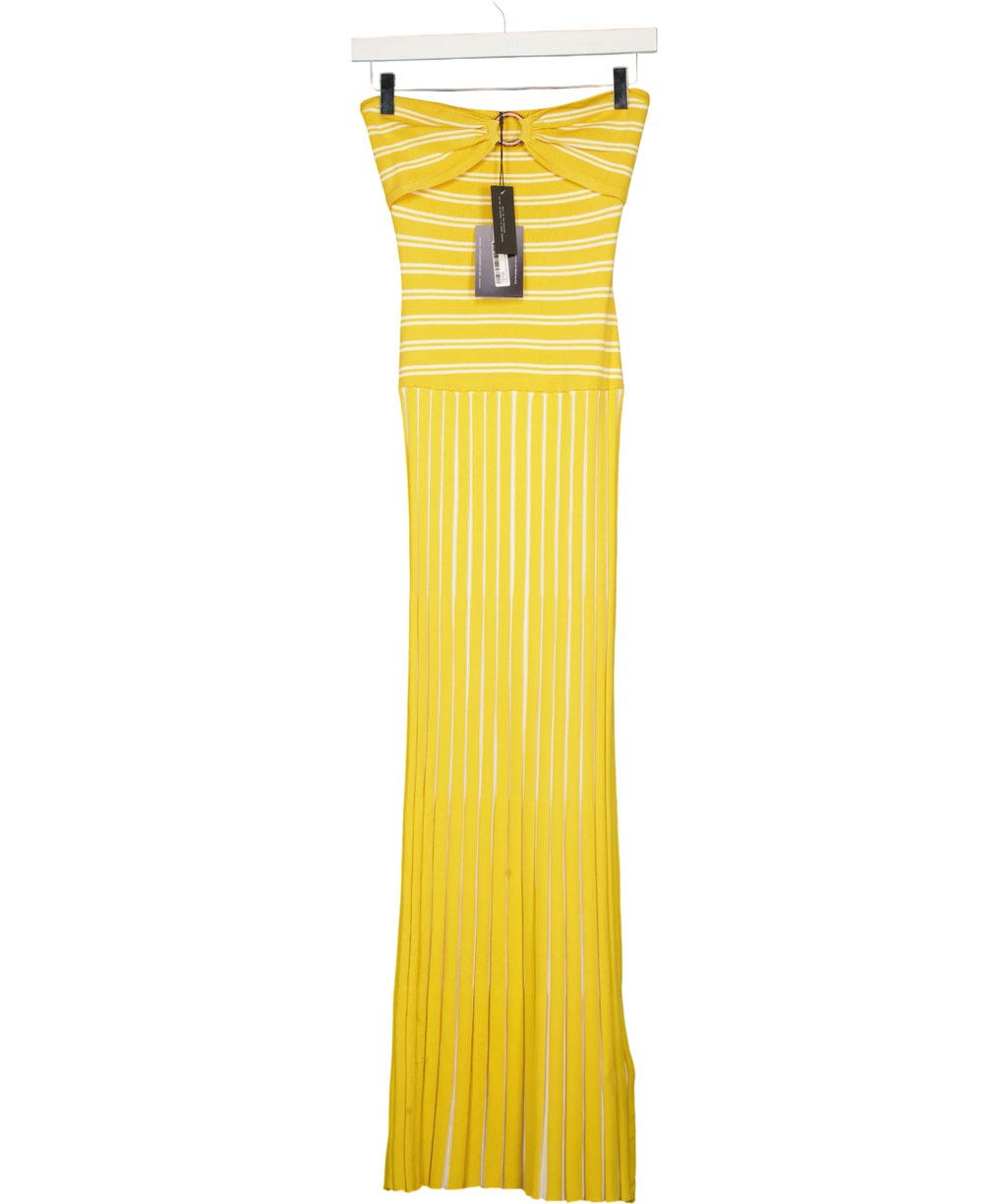 4th & Reckless Yellow Thea Knitted Bandeau Maxi Dress Lemon, size UK 8 — front
