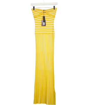 4th & Reckless Yellow Thea Knitted Bandeau Maxi Dress Lemon UK 8
